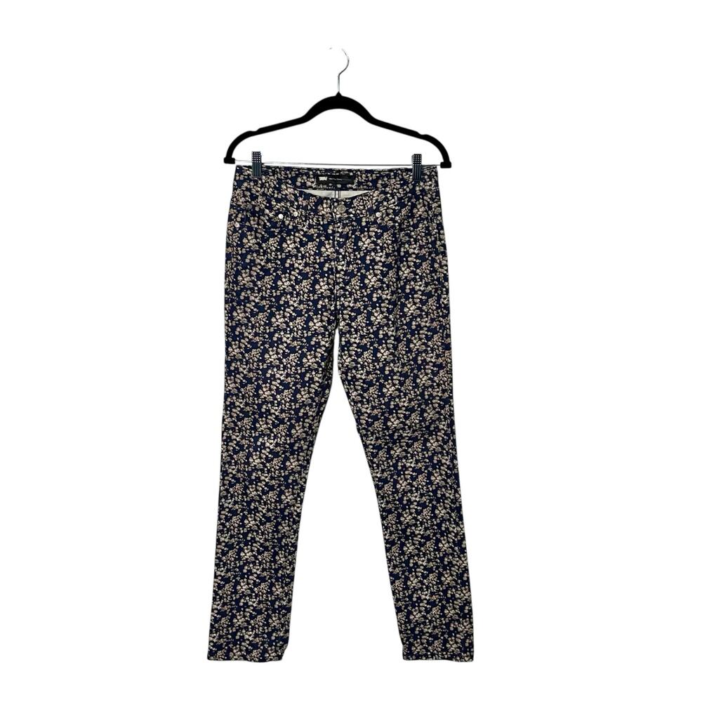 Levis Blue Floral Print Mid Rise Skinny Jeans W29 L32 Boho Indie Cottagecore